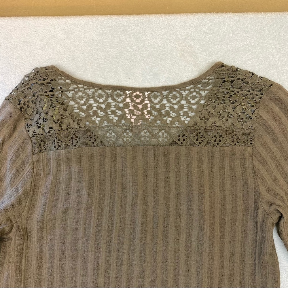 Knox Rose Olive Green Long Sleeve Crochet Blouse - Picture 10 of 16